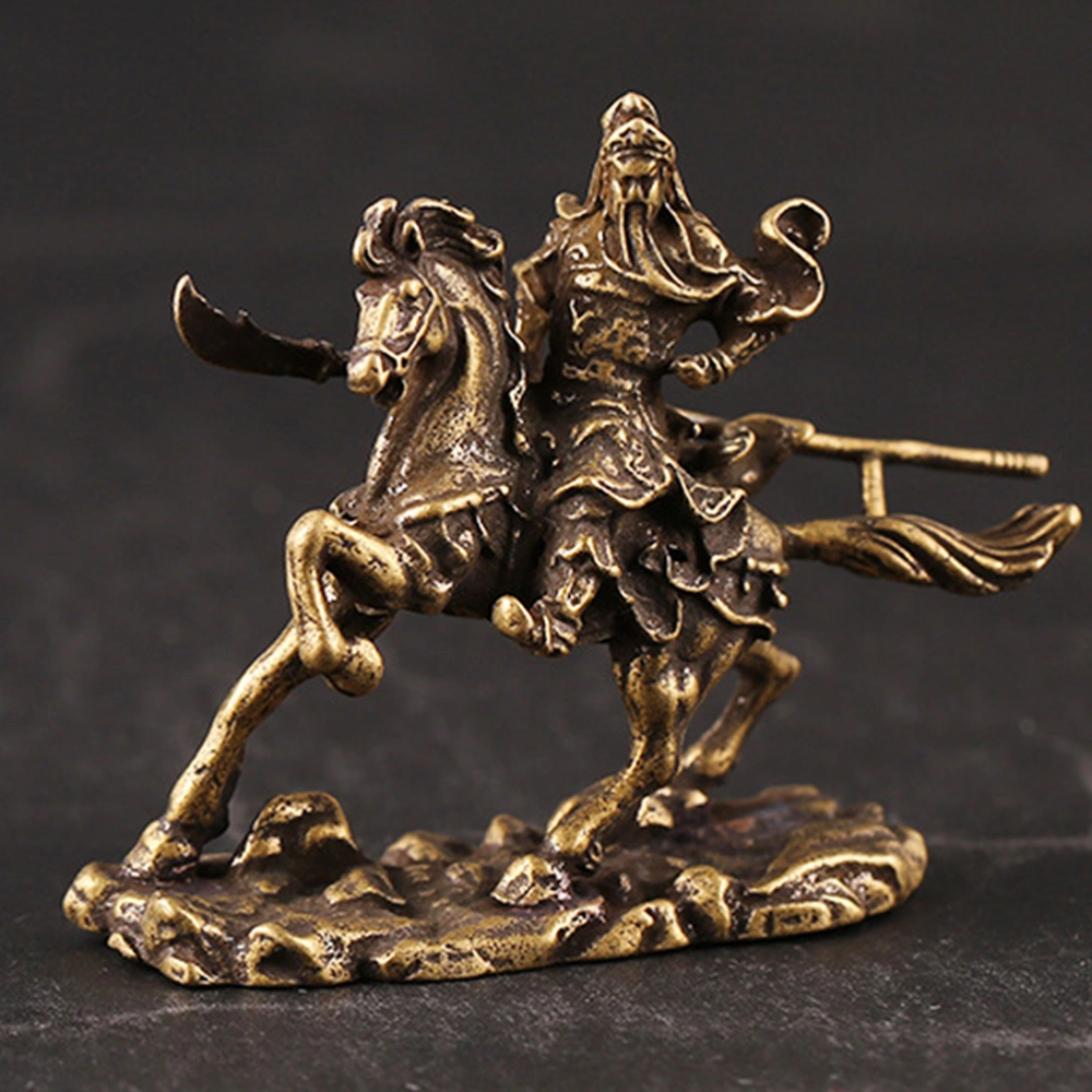 Creative Brass Guan Yu on Horseback Decor Brass Guan Yu Decor for Office Home