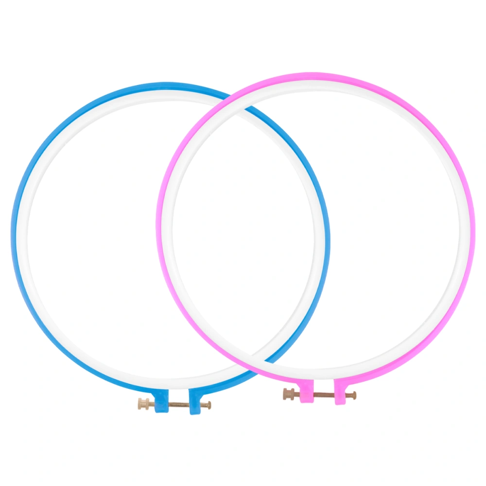 2 Pcs 24CM Plastic Embroidery Shelf Round Hand Embroidery Base Reusable Cross Stitch Frame for Women Girls DIY Craft (Random Color)