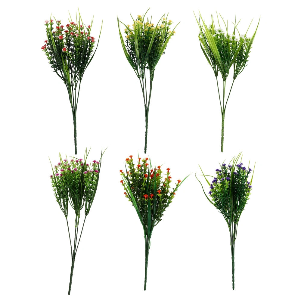 6Pcs Fake Babysbreath Flowers Eucalyptus Wedding Festival Decorative Bouquet