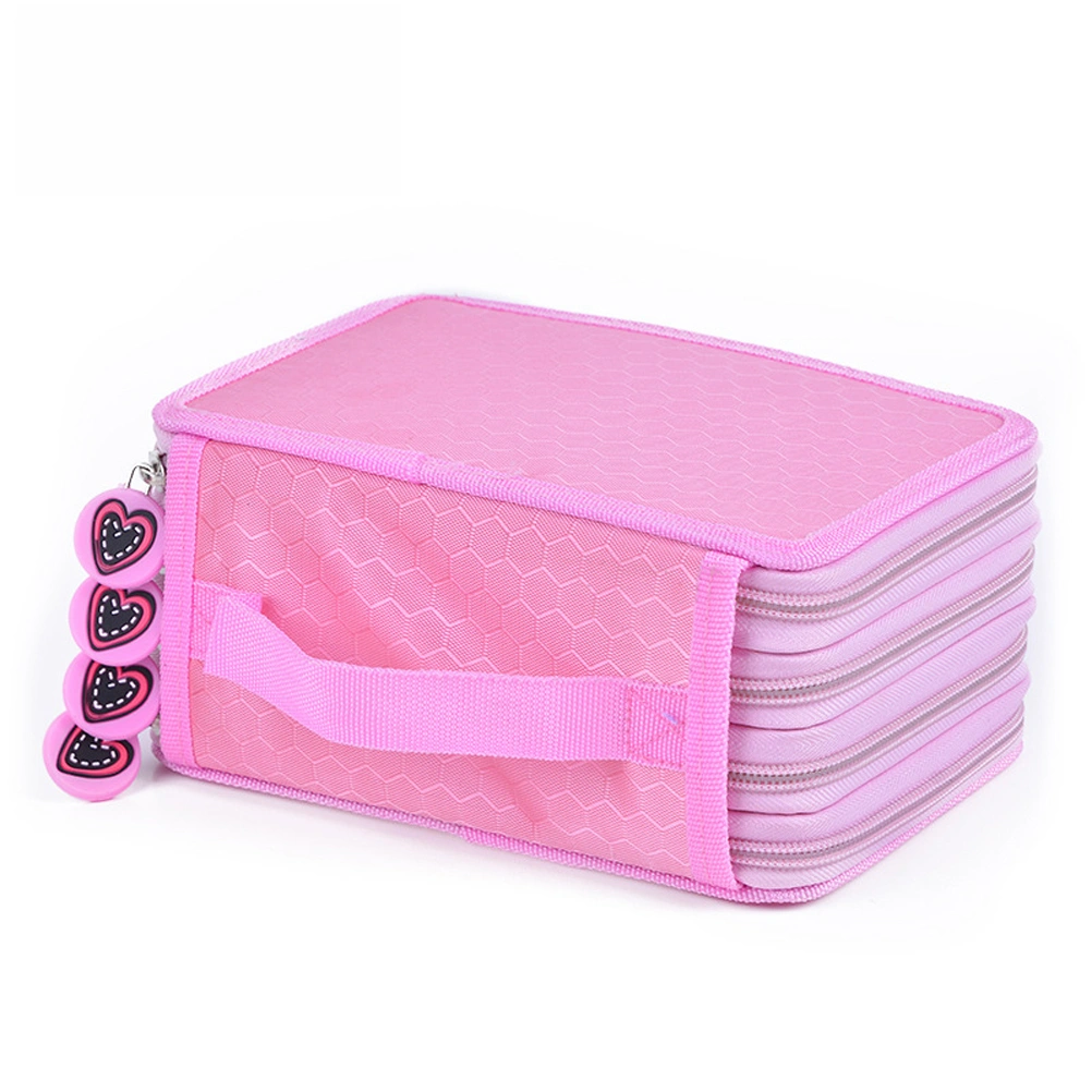 Colored Pencil Case with Compartments 72 Slots Handy Pencil Bags Large for Watercolor Pencils Gel Pens and Ordinary Pencils (Pink)