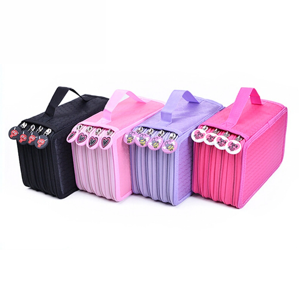 Colored Pencil Case with Compartments 72 Slots Handy Pencil Bags Large for Watercolor Pencils Gel Pens and Ordinary Pencils (Pink)
