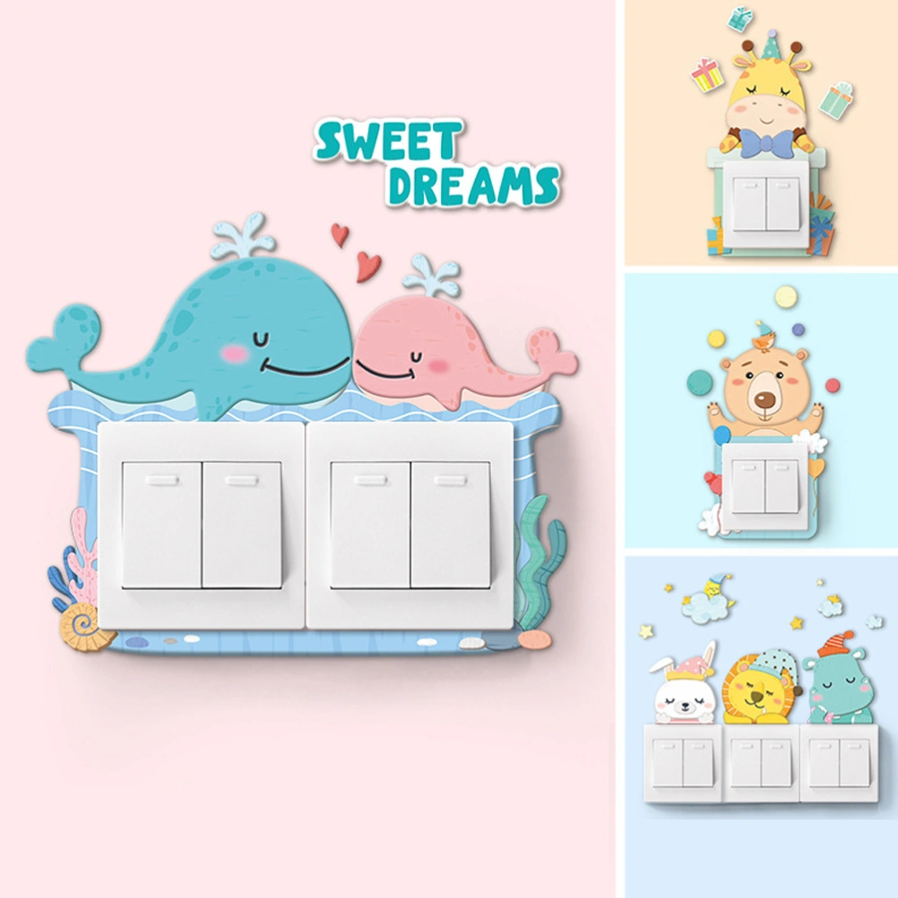 Luminous Cartoon Animal Switch Stickers Stereoscopic Switch Protective Covers Home Decoration for Bedroom Children Room (Style A-Gift Giraffe)