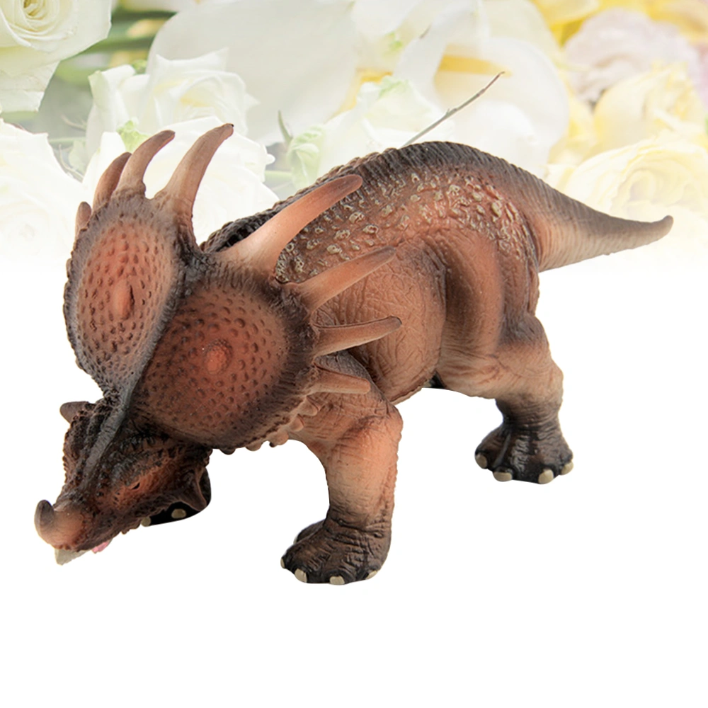 1pc Artificial Styracosaurus Model Plastic Dinosaur Model Birthday Gift for Kids Boys (Light Brown)