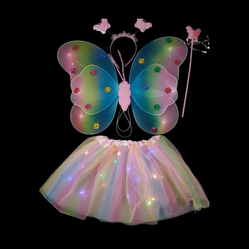 1 Set of Fairy Butterfly Costume Fairy Costume Cosplay Fairy Luminous Tutu Wings Headband Fairy Wand Set