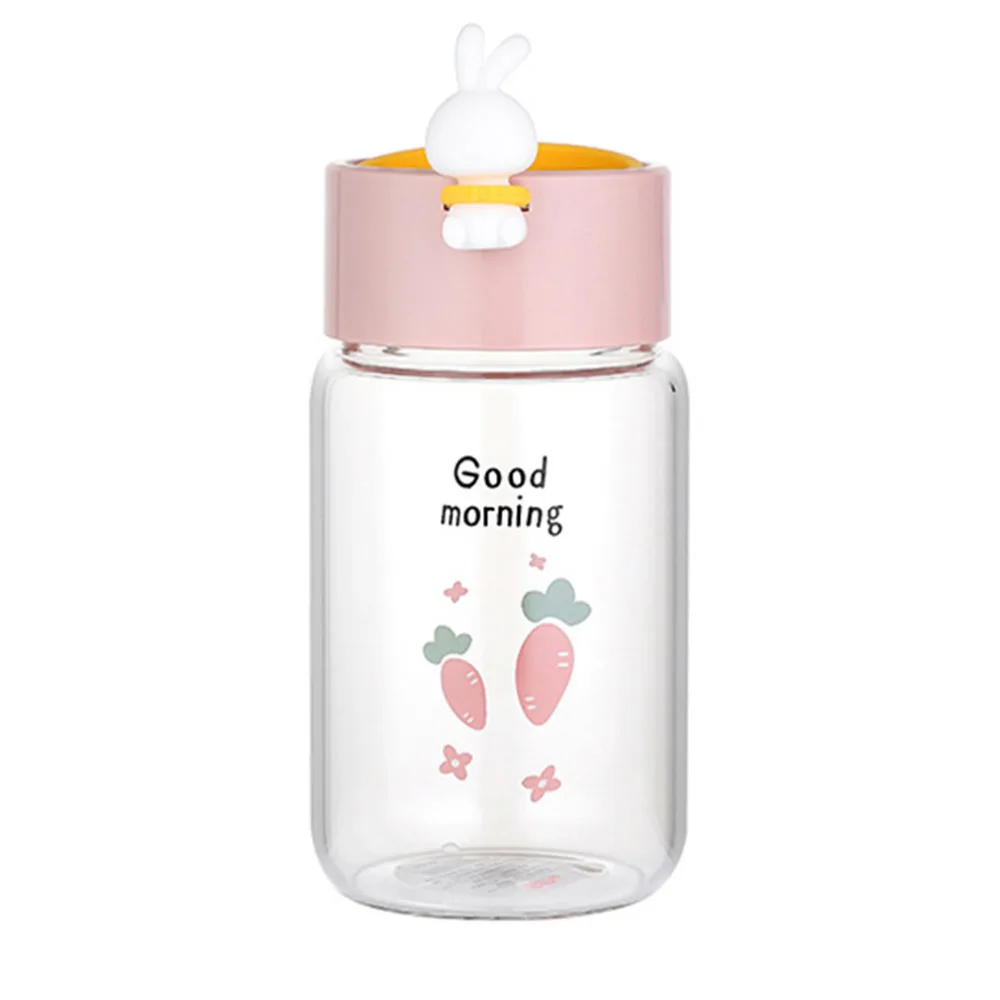 1pc Cartoon Rabbit Modeling Water Cup Glass Craft Drinking Bottle Water Bottle