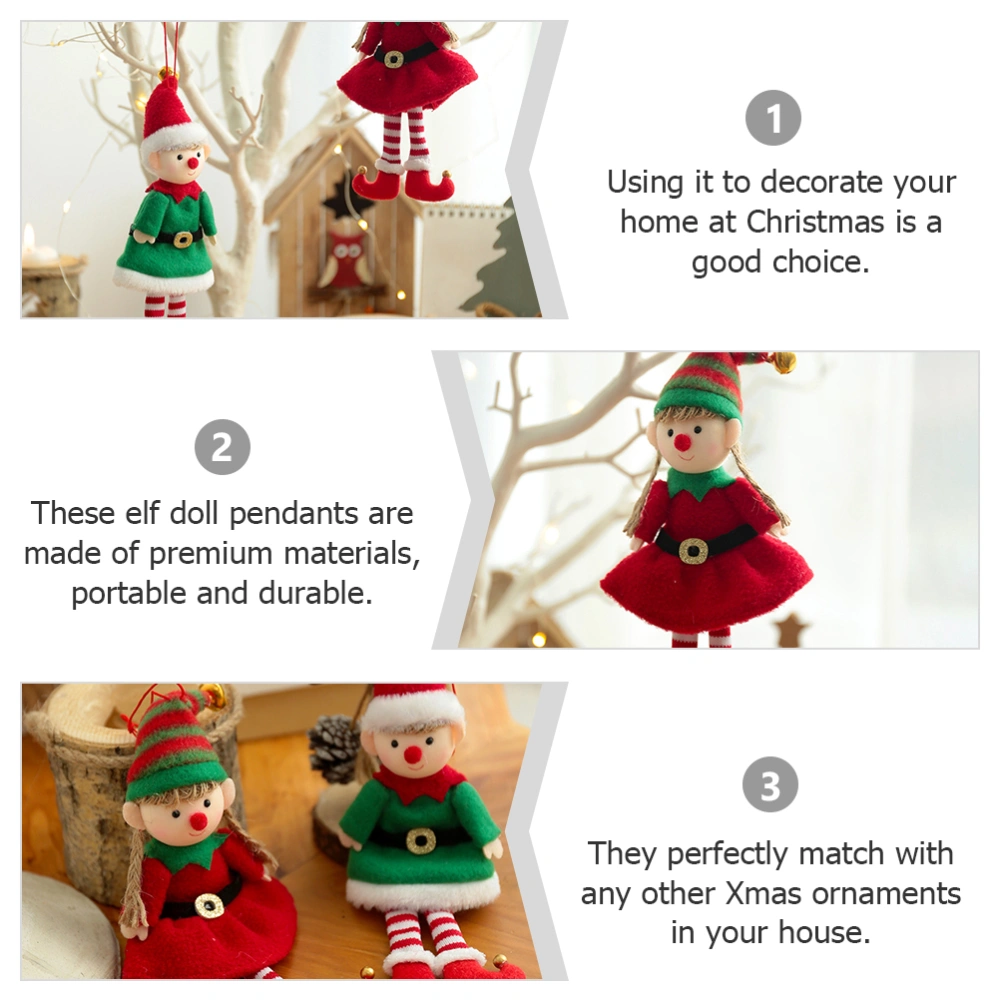 2Pcs Christmas Elf Dolls Hanging Christmas Novelty Plush Toy Decoration Ornament