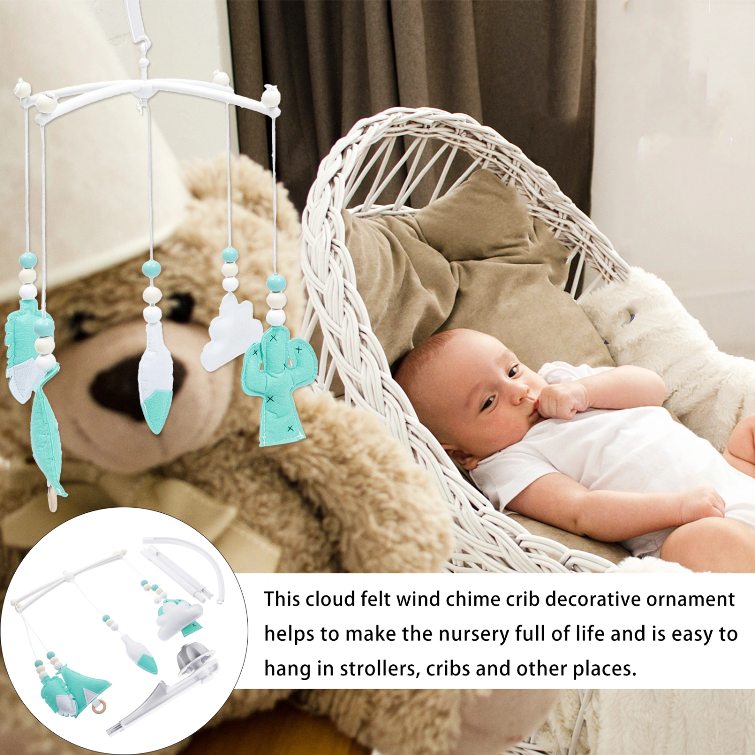 Felt Wind Chimes Baby Nursery Mobile Crib Bed Hanging Wind Chimes Toys Decor