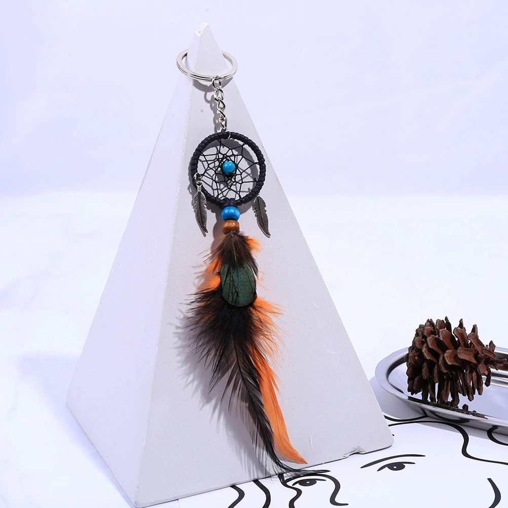 Handmade Dream Catcher Beaded Feather Dreamcatcher Circular Net Car Rear View Mirror Pendant Charm Home Accessories(BZ814)