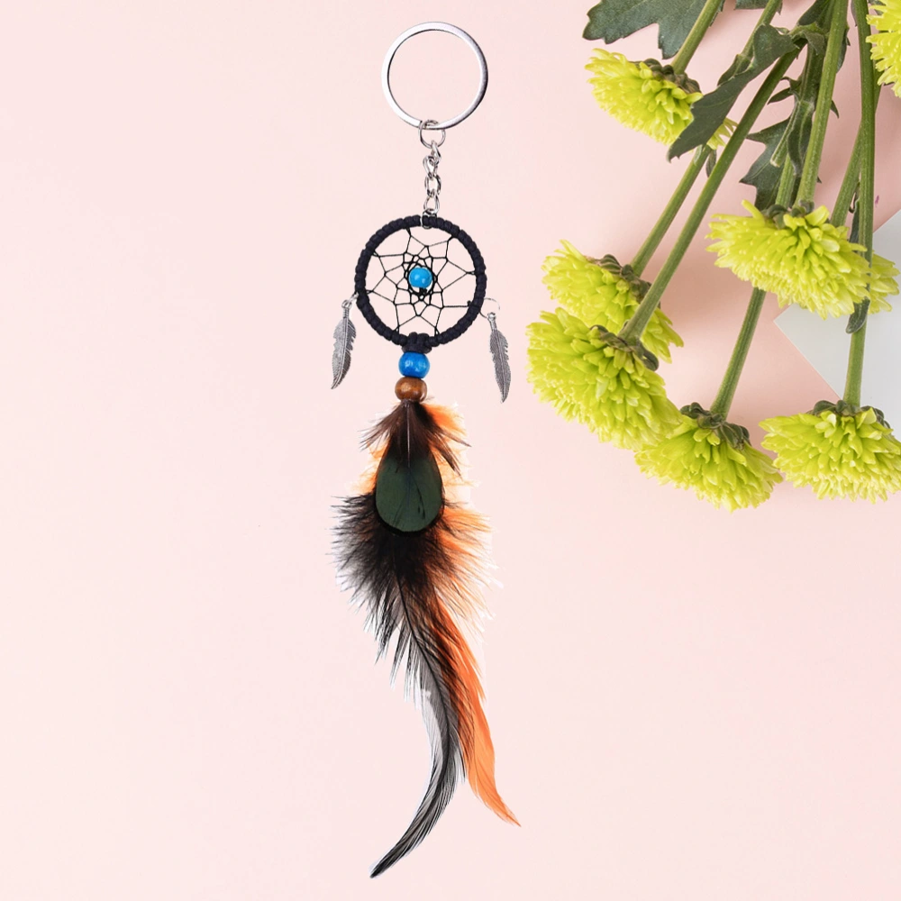 Handmade Dream Catcher Beaded Feather Dreamcatcher Circular Net Car Rear View Mirror Pendant Charm Home Accessories(BZ814)