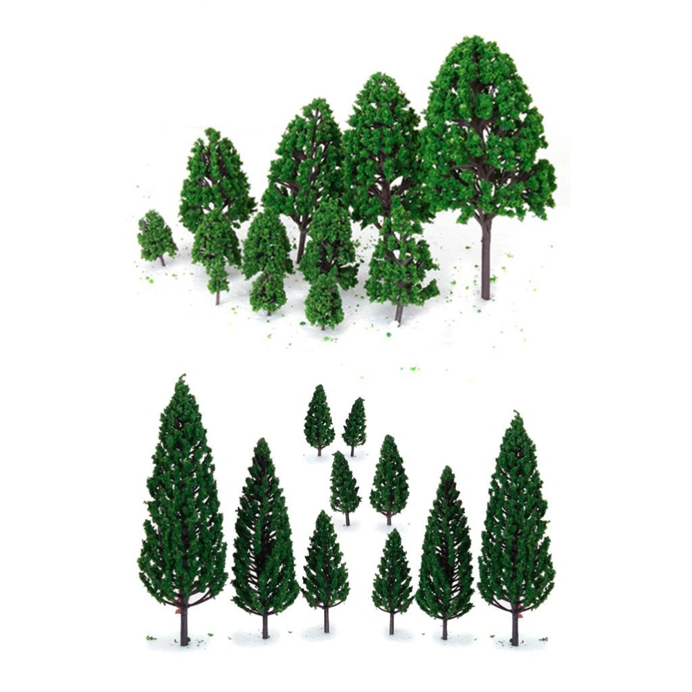 22pcs Green Mini Tree Set Scenery Architectural Landscape Model Trees