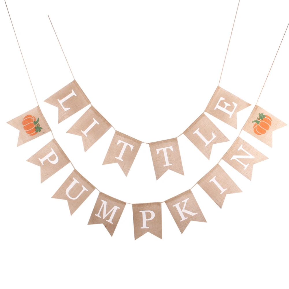 Pumpkin Thanksgiving Banner Linen Hanging Burgee Party Garland  Creative Pull Flag