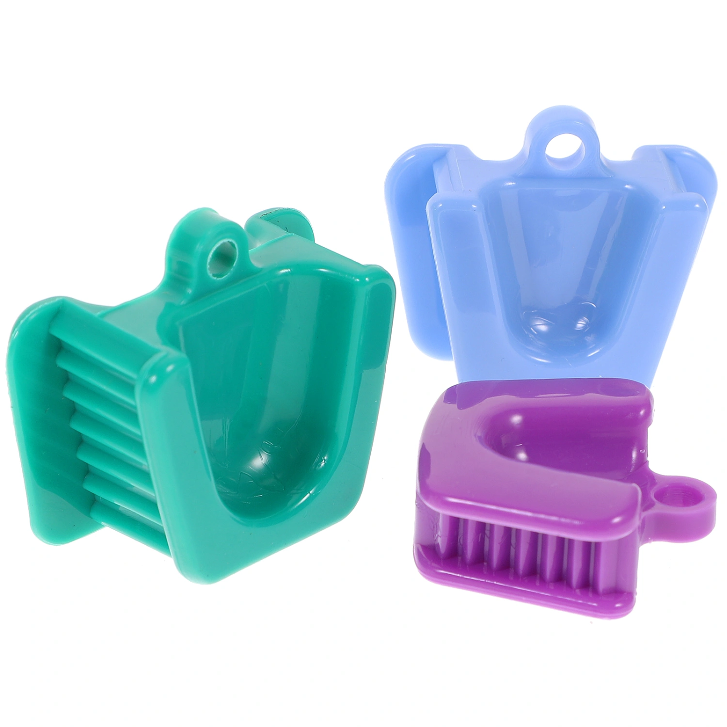 3pcs Dental Mouth Prop Bite Block Cushion Opener Retractor Small Medium Large Size (Blue & Green & Purple)