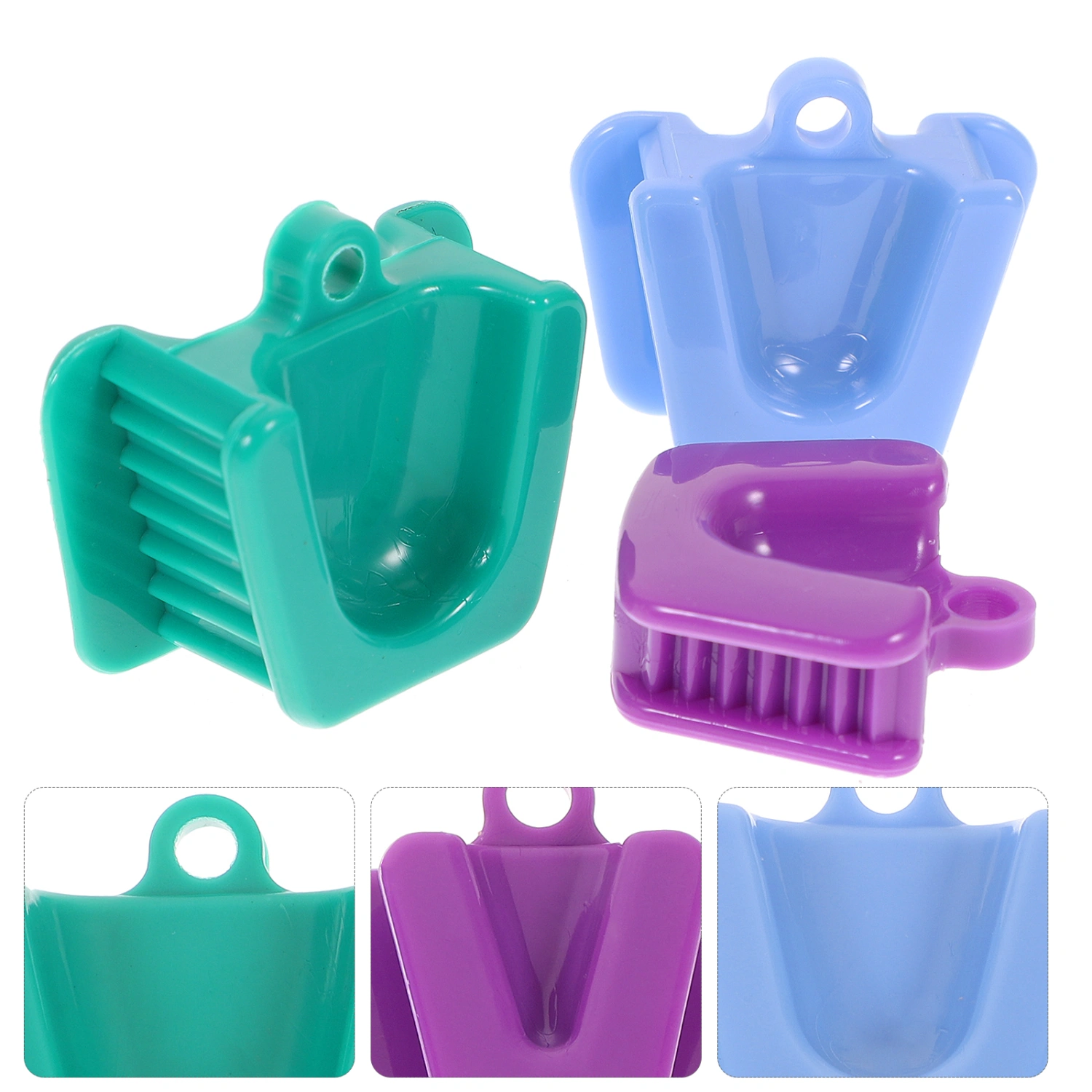 3pcs Dental Mouth Prop Bite Block Cushion Opener Retractor Small Medium Large Size (Blue & Green & Purple)