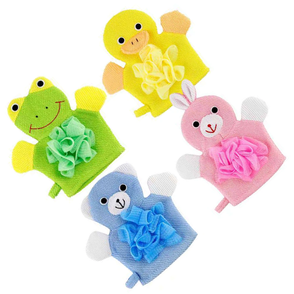 4Pcs Shower Gloves Baby Bathing Gloves Children Bath Towels (Assorted Color)