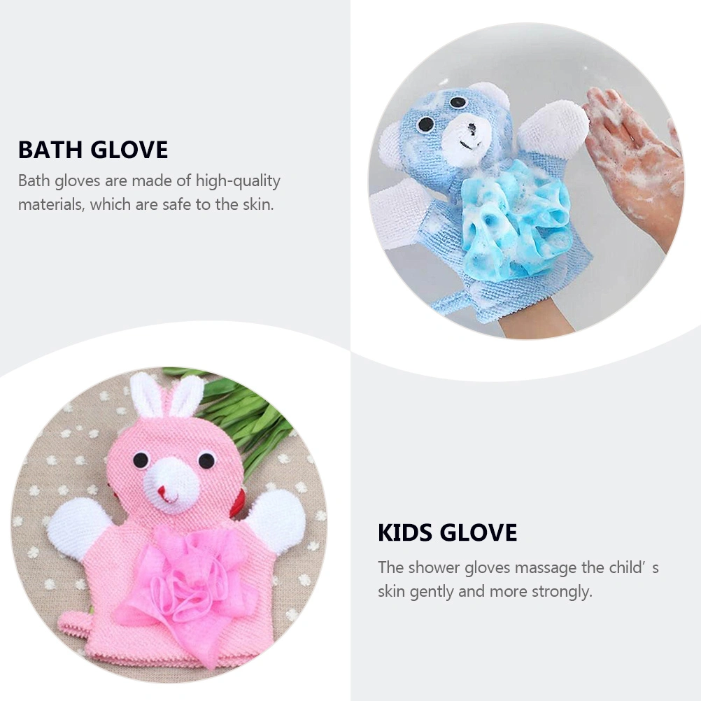 4Pcs Shower Gloves Baby Bathing Gloves Children Bath Towels (Assorted Color)