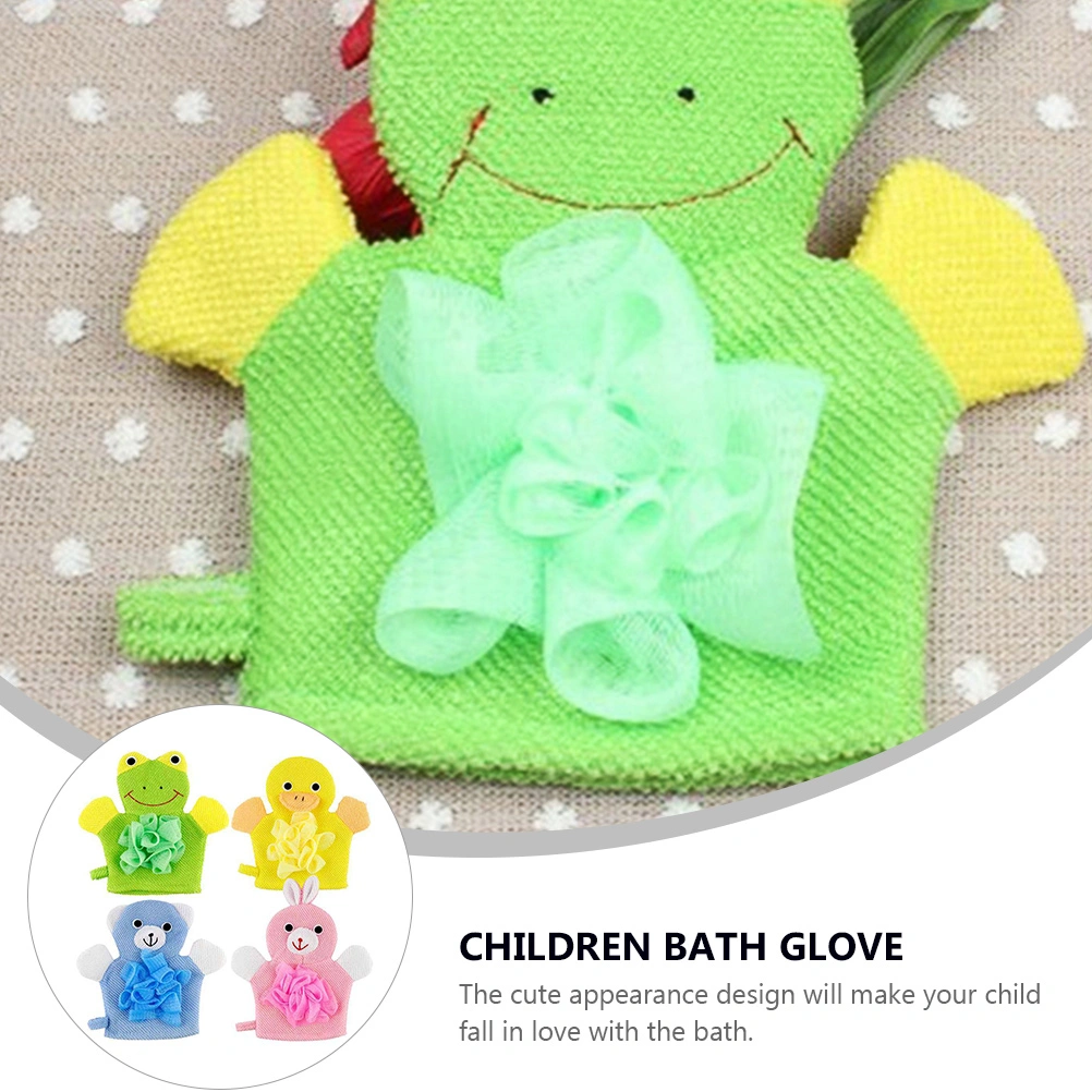 4Pcs Shower Gloves Baby Bathing Gloves Children Bath Towels (Assorted Color)