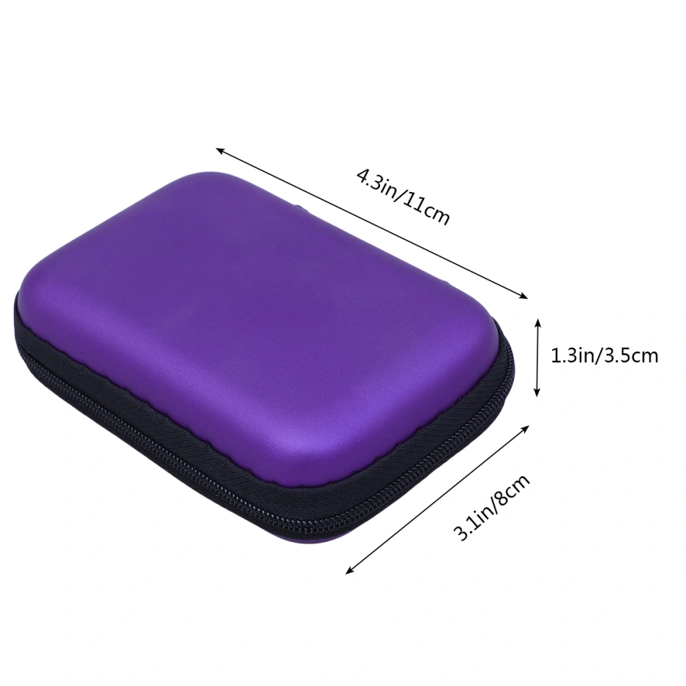 Multi-use Earphone Bag USB Cable Storage Bag Travel Pouch Organizer with Mesh EVA Case (Purple)