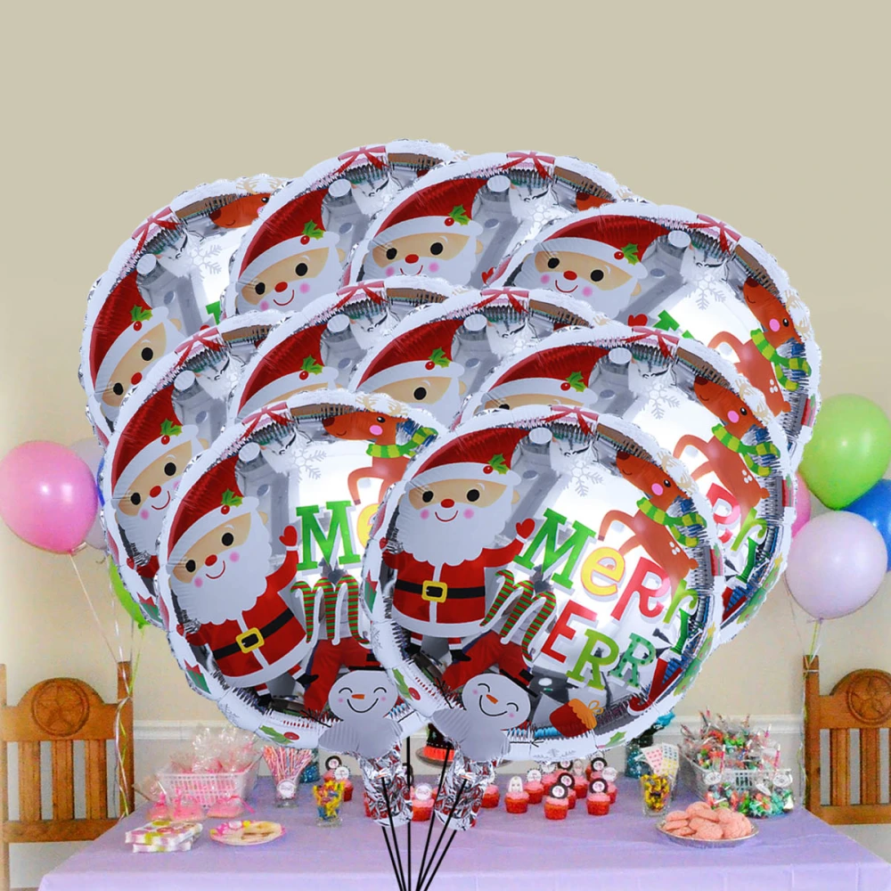 10pcs 18inch Round Shape Aluminum Foil Balloons Christmas Balloon Christmas Foil Balloon Latex Balloon Party Decoration Supplies