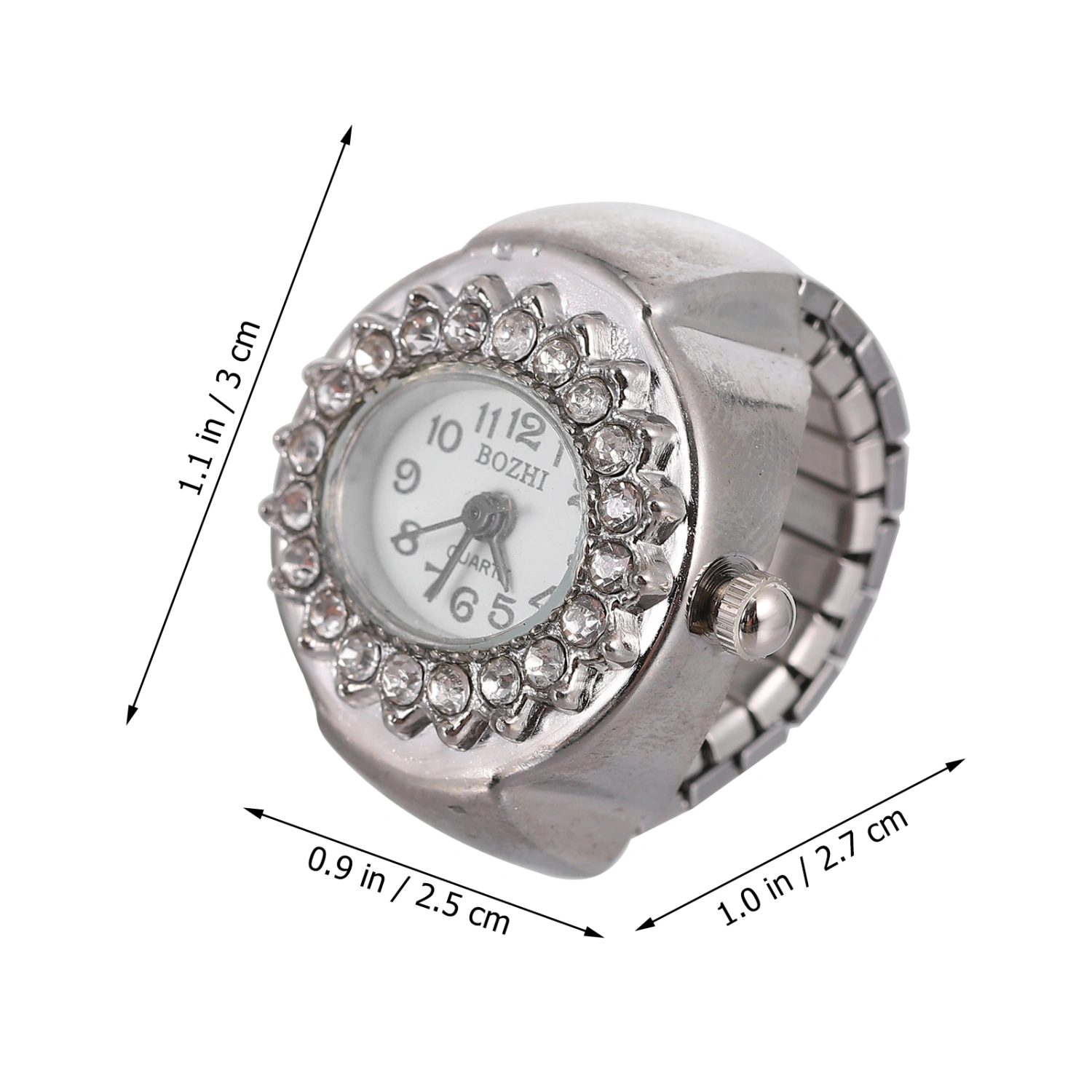 Fashion Ring Watch Diamond Elegant Women Men Finger Ring Watch Women Jewelry