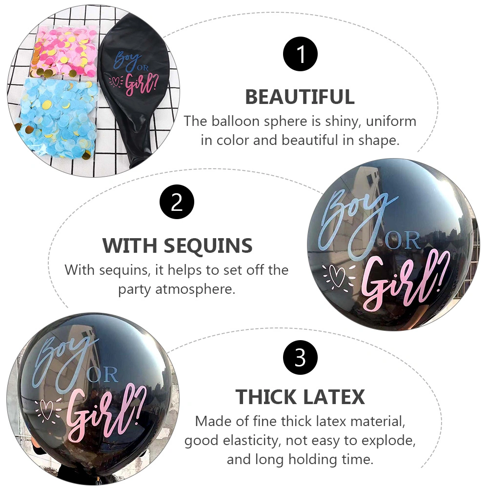 Boy or Girl Printing Balloon Baby Shower Balloon Gender Reveal Balloon (Black)