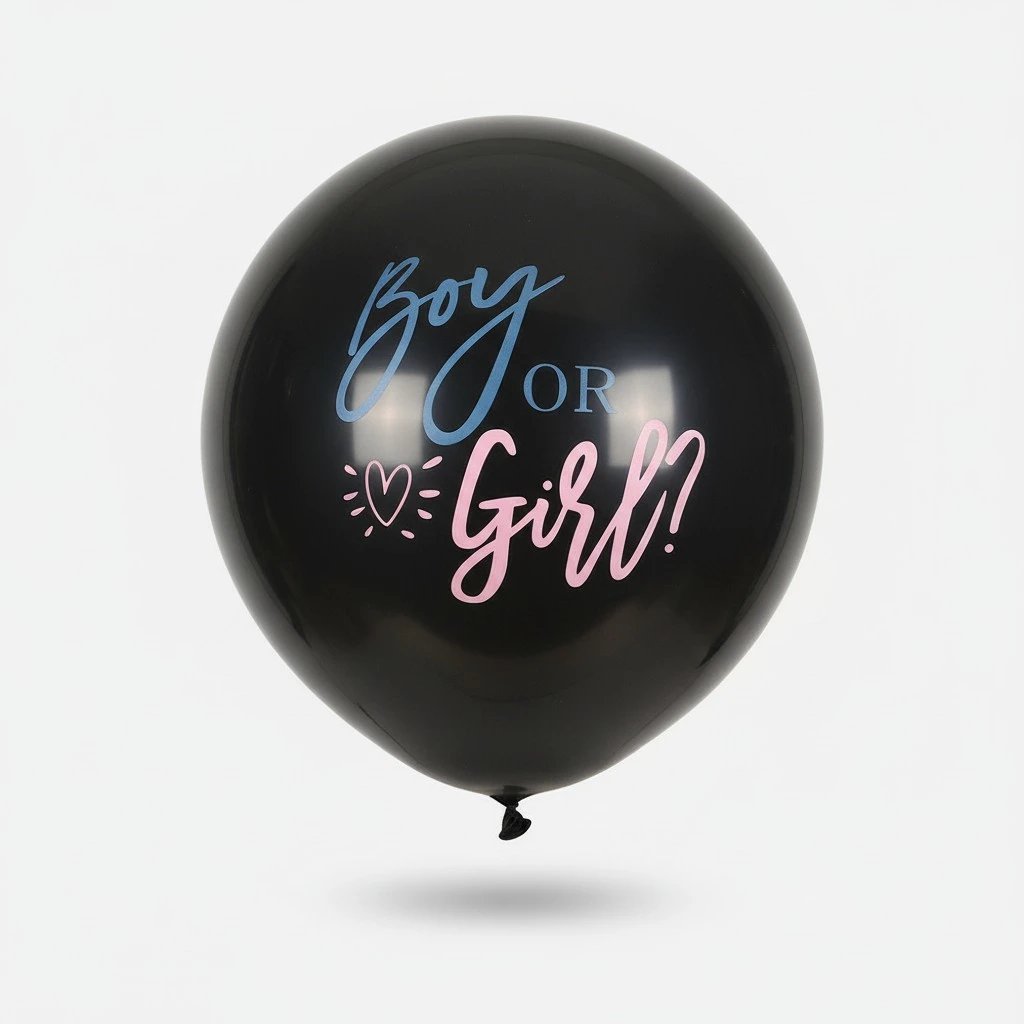 Boy or Girl Printing Balloon Baby Shower Balloon Gender Reveal Balloon (Black)