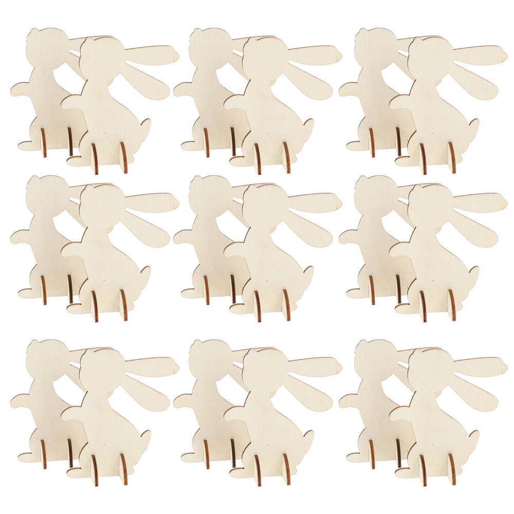 20Pcs Easter Bunny DIY Accessories Easter Party DIY Toys Wood Easter Decorations