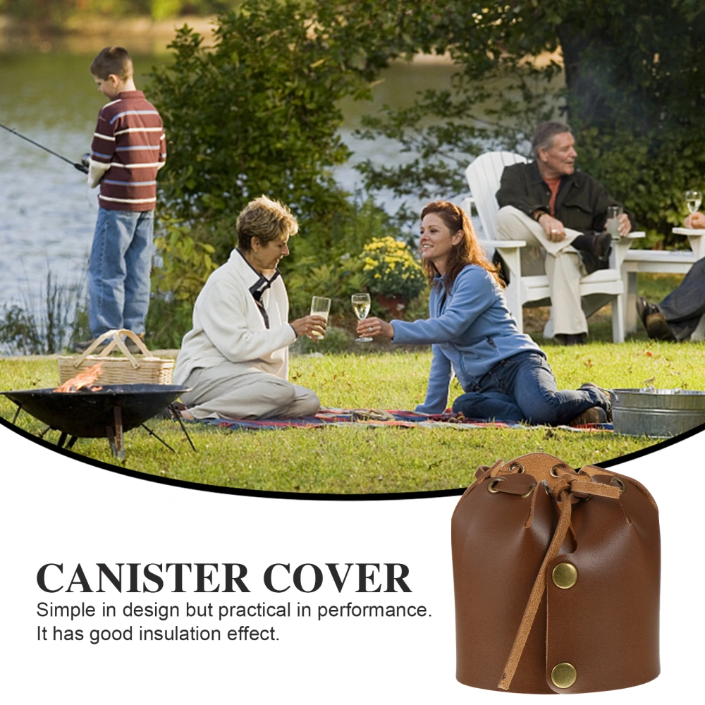 1 Pc Gas Tank Protective Drawstring Bag Picnic Gas Canister Protector (Dark Coffee)