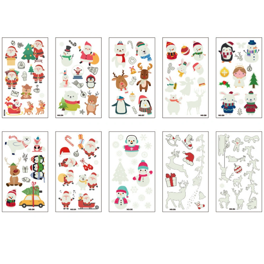 10pcs Temporary Tattoos Glitter Cartoon Tattoos Body Stickers for Kids