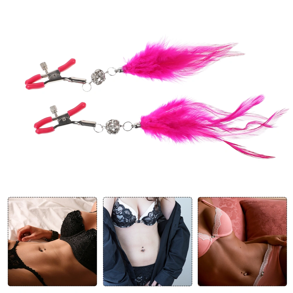 1 Pair Feather Breast Clamp Flirting Props SM Supplies Adult Flirting Toy