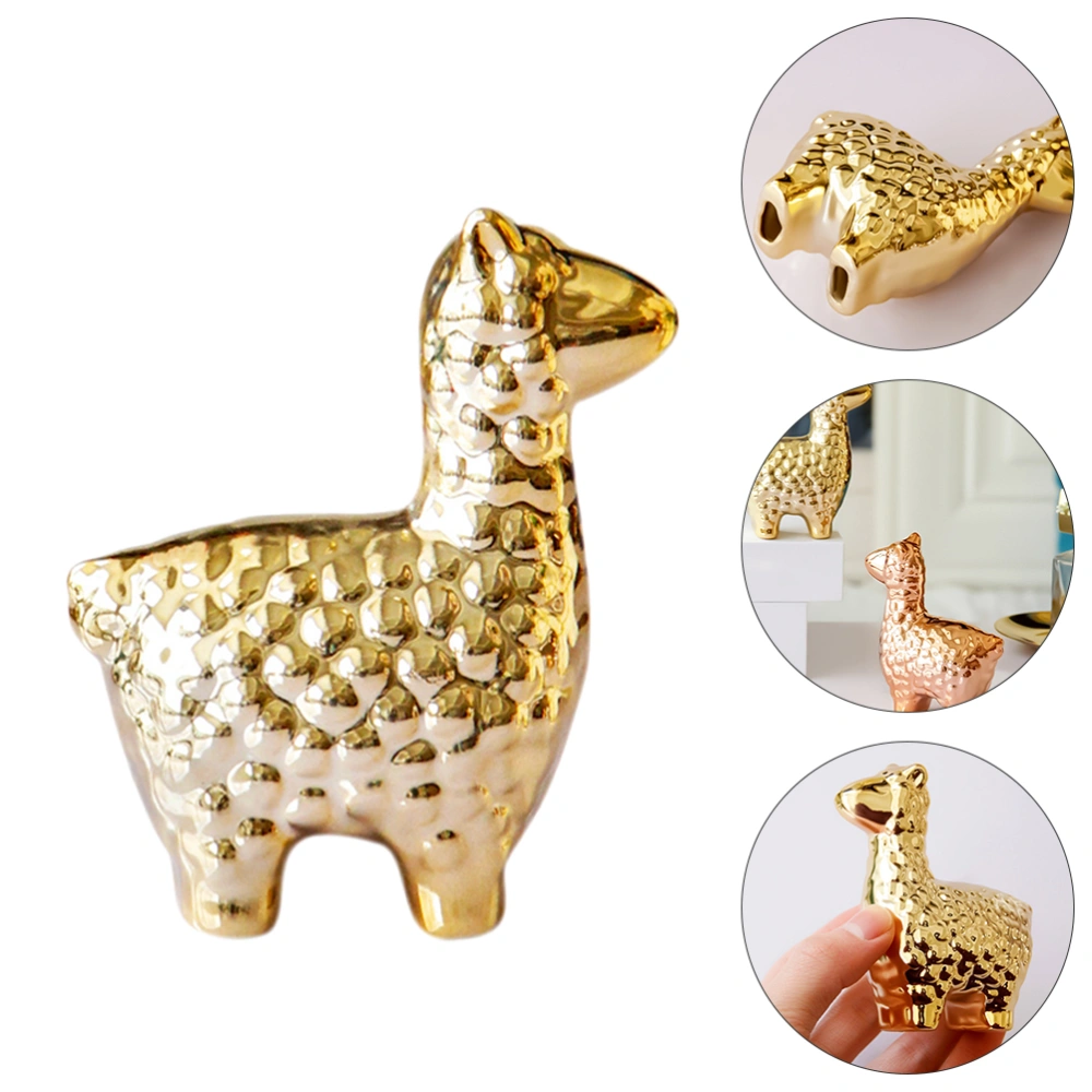 Alpaca Ceramic Figurines Lovely Desktop Ornament Pretty Home Decoration