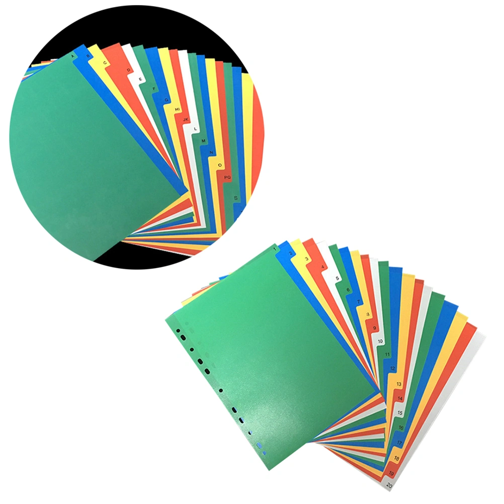 40PCS A4 Colorful Index Page Classified Lables Plastic Tab Dividers (Color Printed Number)