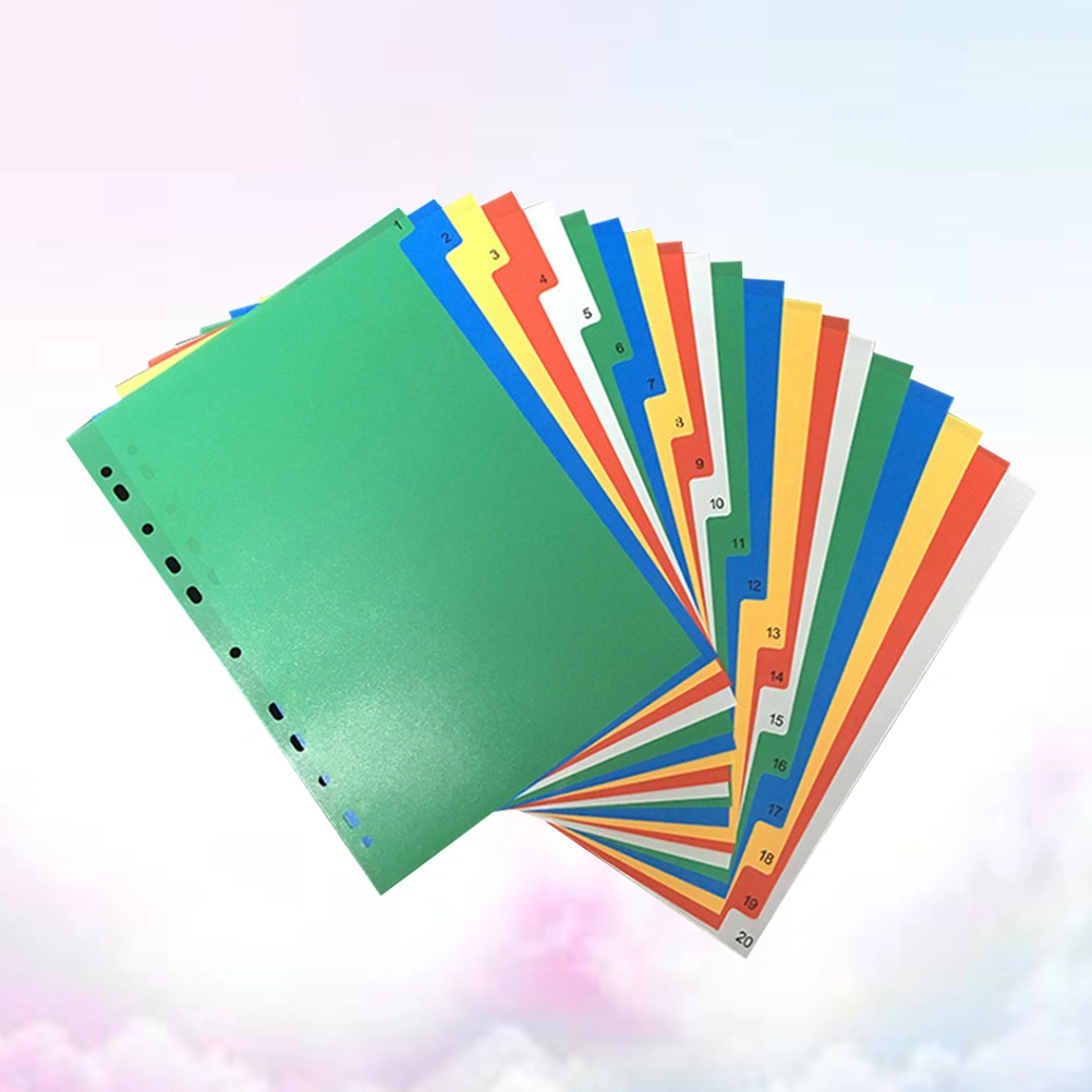 40PCS A4 Colorful Index Page Classified Lables Plastic Tab Dividers (Color Printed Number)