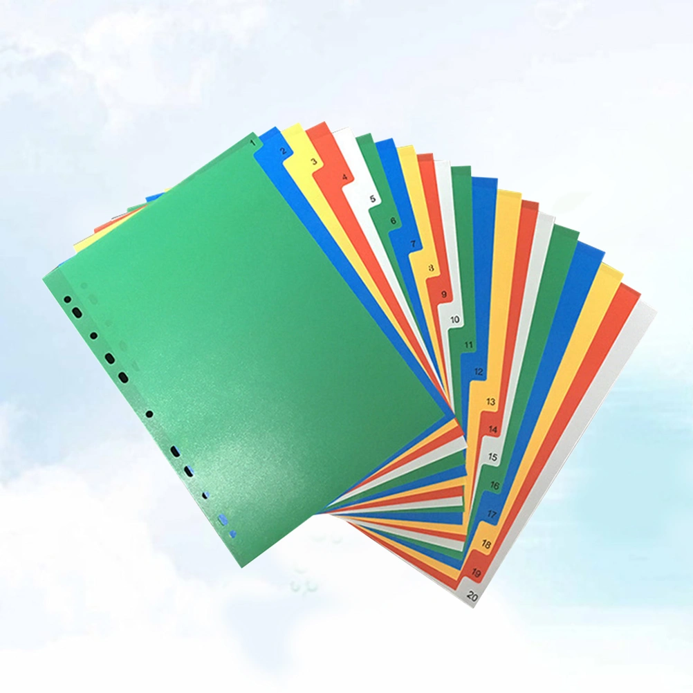 40PCS A4 Colorful Index Page Classified Lables Plastic Tab Dividers (Color Printed Number)