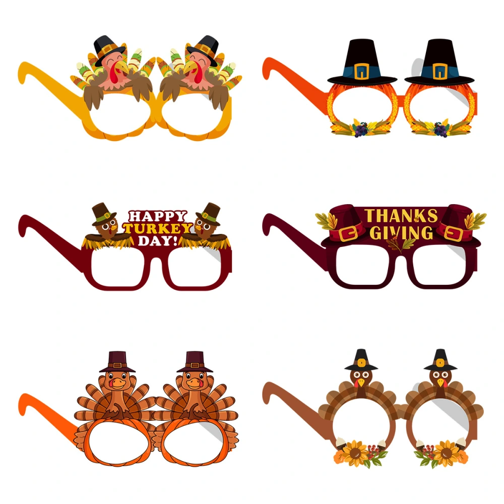 6pcs Thanksgiving Glasses Thanksgiving Photo Prop Thanksgiving Party Glasses Thanksgiving Party Favor