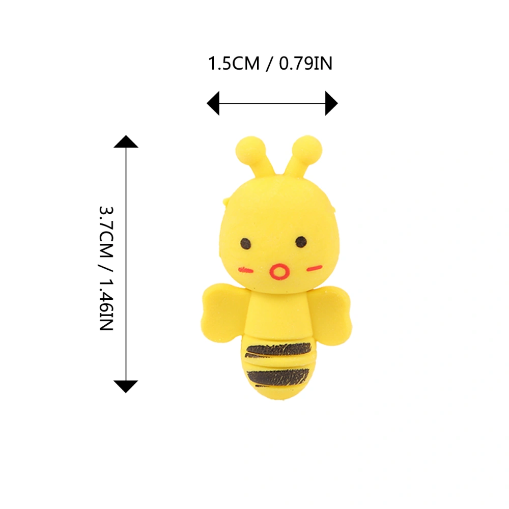 60Pcs Funny Animal Shaped Pencil Eraser Students Cartoon Eraser Creative Stationery School Supplies (Yellow)