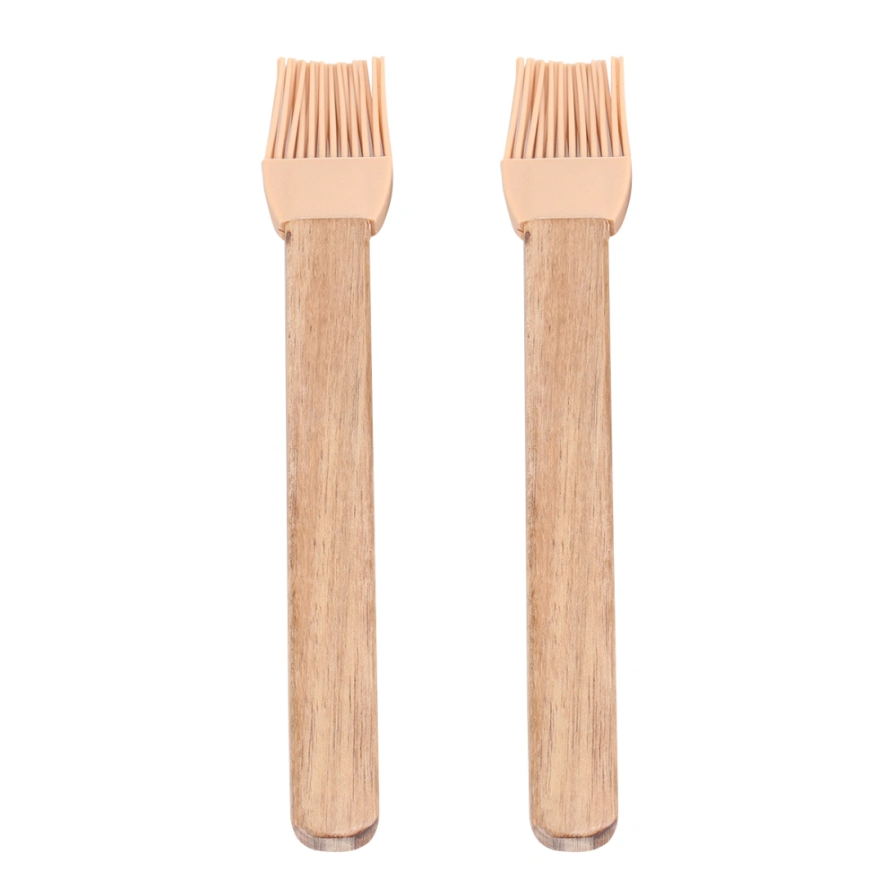 2pcs Wooden Handle Silicone Brush Baking Tool Detachable Barbecue Brush Baking Brush Kitchen Heat Resistance Brush for Cookies BBQ (Acacia Wood)