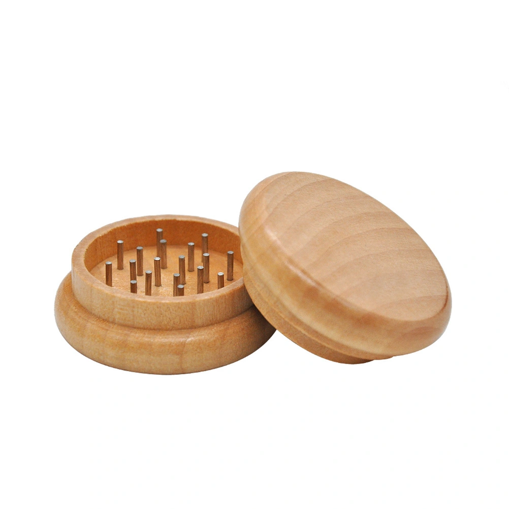 2 Layers Wood and Alloy Tobacco Spice Herb Grinder Weed Crusher Hand Muller