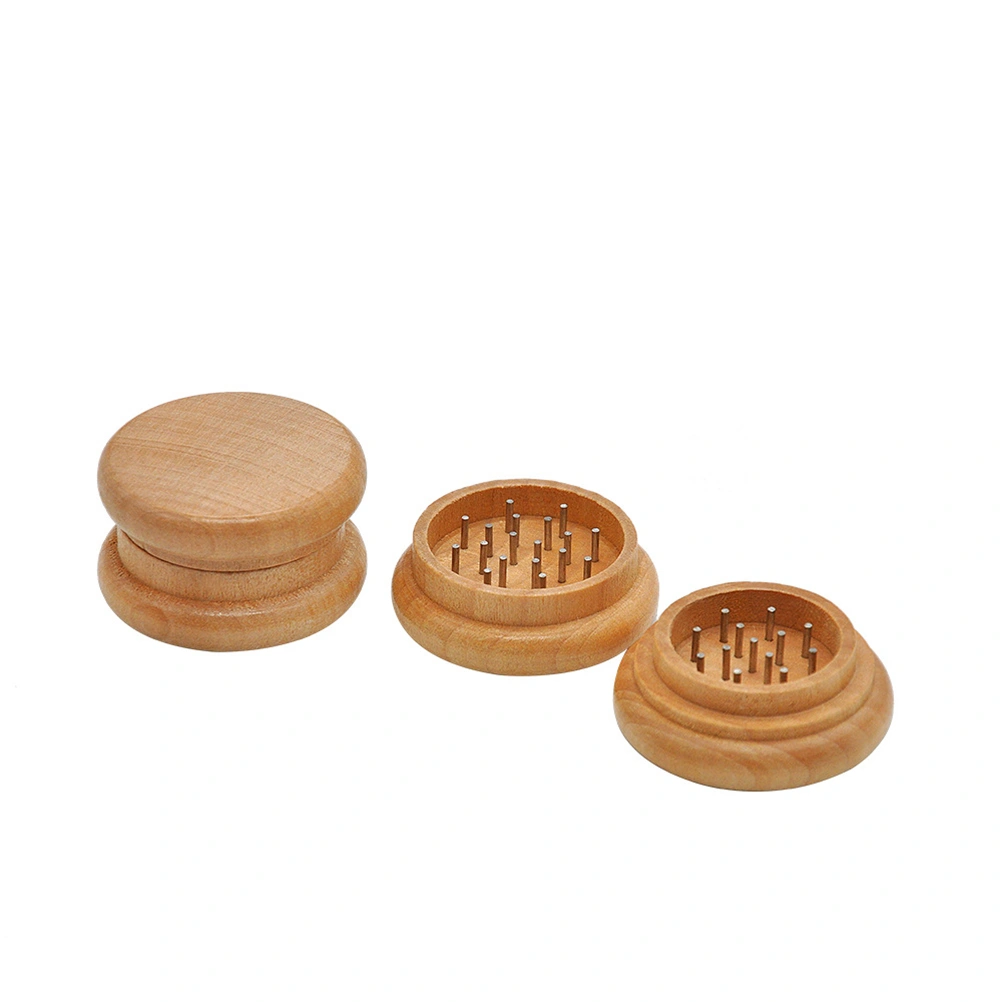 2 Layers Wood and Alloy Tobacco Spice Herb Grinder Weed Crusher Hand Muller