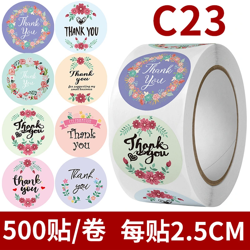 3 Rolls of Thank You Label Sticker Gift Wrapping Sticker Bag Sealing Label Self-adhesive Thank You Decal