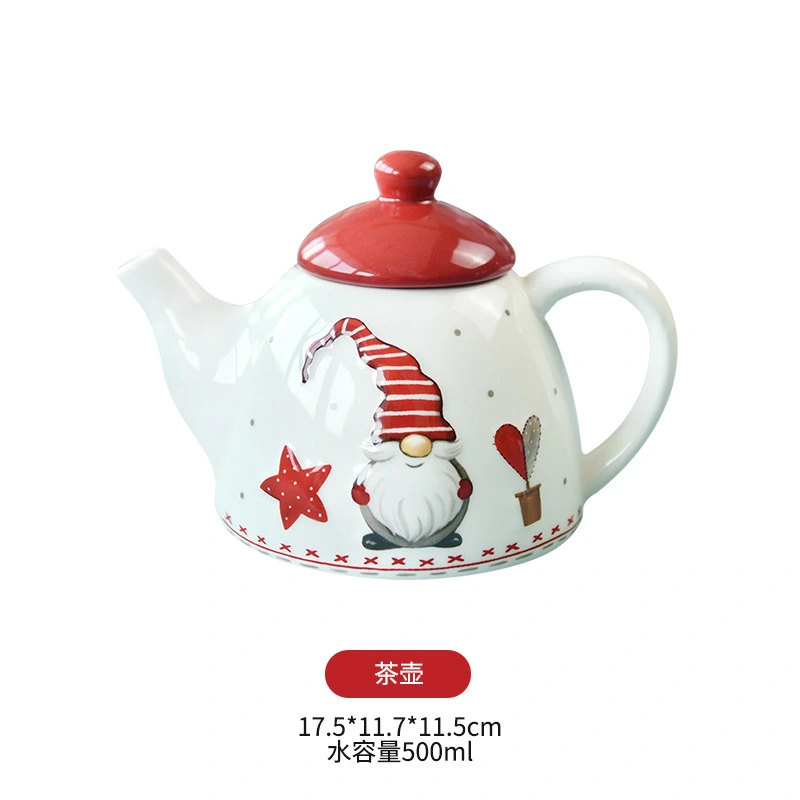 Christmas Water Kettle Nordic Style Coffee Pot Decorative Cermaic Teakettle Kitchen Ceramic Kettle