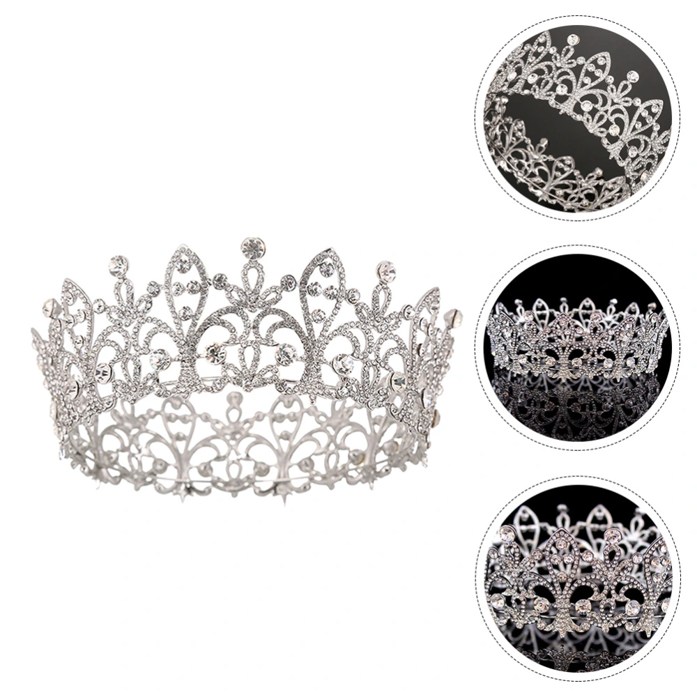 Bridal Rhinestone Crown Noble Round Crown Hairband Tiara Hair Accessory Wedding Headpiece