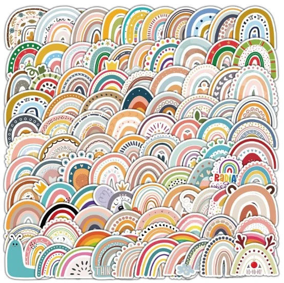 100 pcs Bohemian Rainbow Stickers Car Stickers Water Bottle Stickers Decorative Stickers