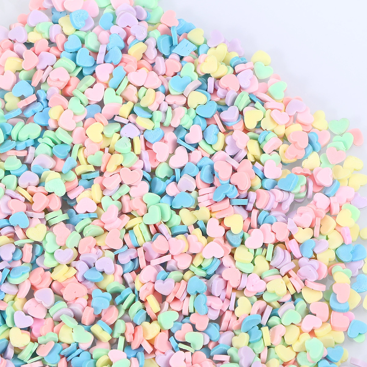 100g/Pack Mini Candy-colored Clay Heart Shape Sprinkles Polymer Clay Charms Filler Pieces for DIY Phone Case Decor Handmade Arts Crafts (Mixed Color)