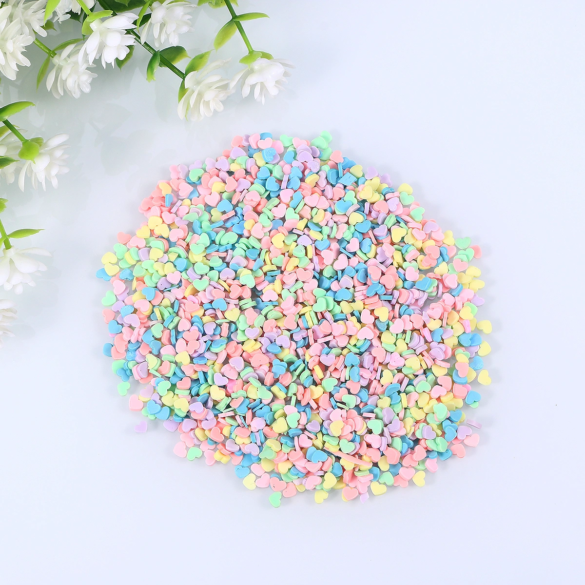 100g/Pack Mini Candy-colored Clay Heart Shape Sprinkles Polymer Clay Charms Filler Pieces for DIY Phone Case Decor Handmade Arts Crafts (Mixed Color)