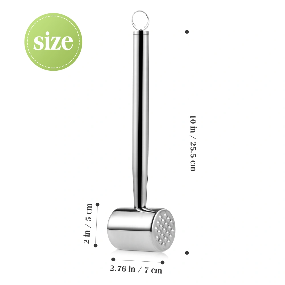 Hemoton 304 Stainless Steel Meat Tenderizer Meat Hammer Mallet Tool Steak Beef Pounder for Home Kitchen (Silver)