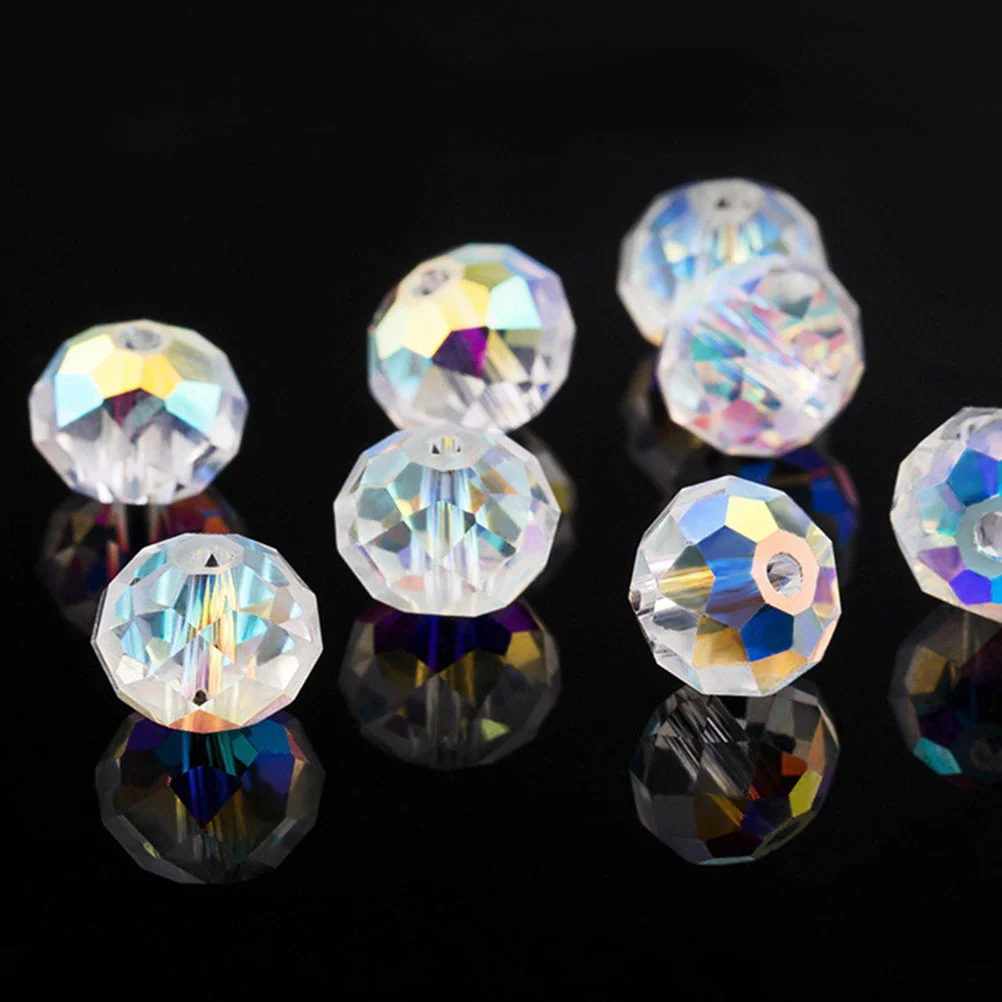 200 Pcs 6mm DIY Round Crystal Glass Beads Colorful Plating Beads Accessories for Costume Jewelry Neacklace Bracelet Making