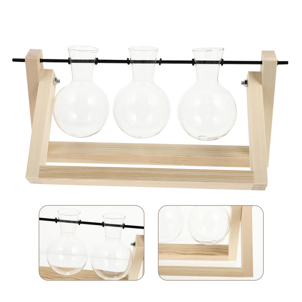 1 Set Table Decoration Wooden Glass Hydroponic Ornaments Desktop Decor