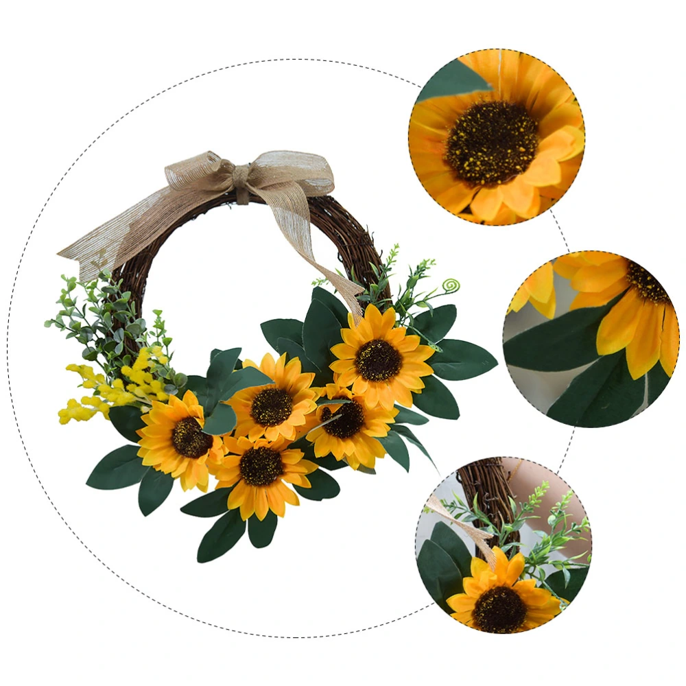 1Pc Decorative Garland Wall Hanging Pendant Simulation Wreath Adornment (Yellow)