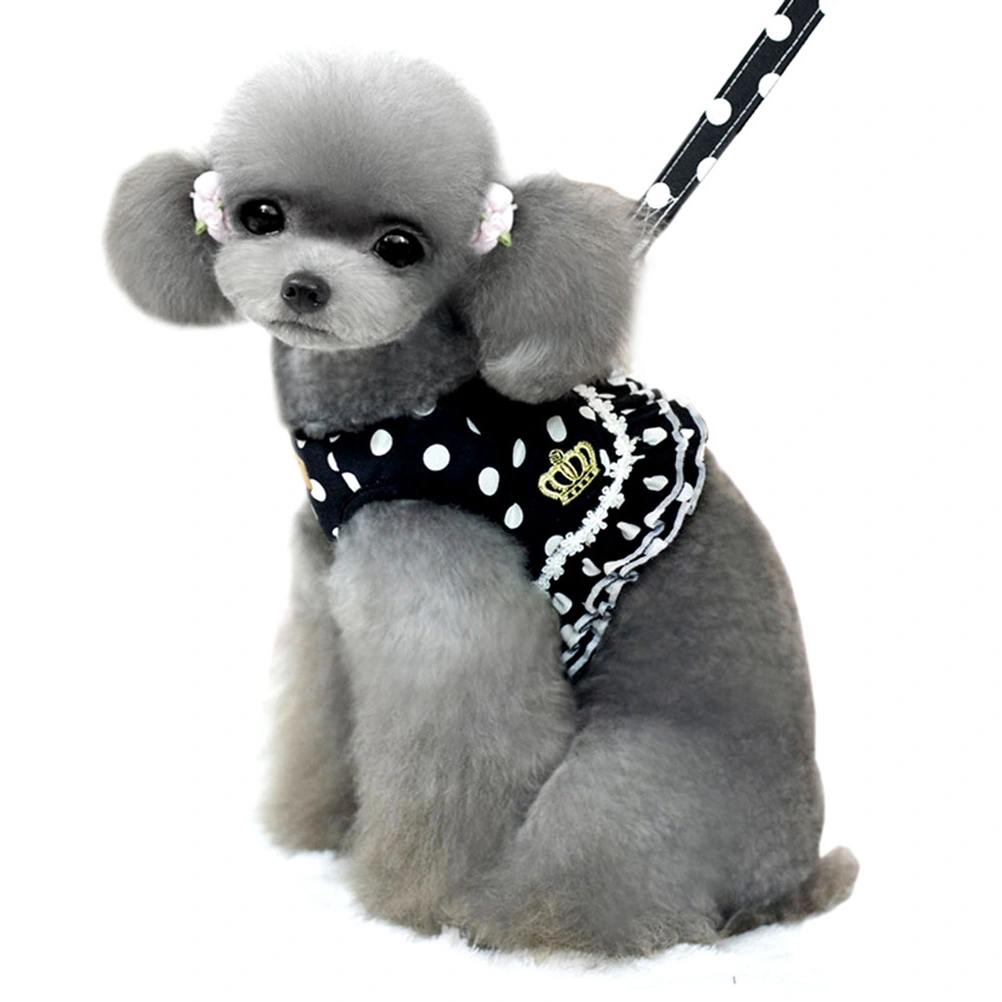 Pet Dog Harness Leash Set Thoracodorsal Traction Rope Dog Training Walking Running Leashes Size M (Black)