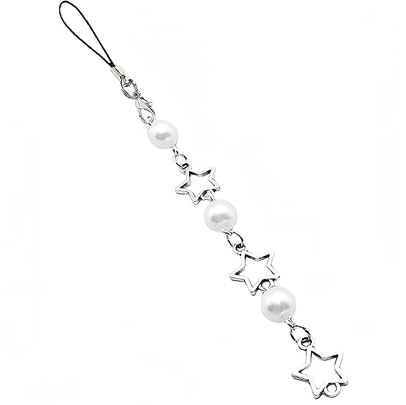 Phone Charm Phone Lanyard Wrist Strap Star Shape Beaded Phone Chain Decoration